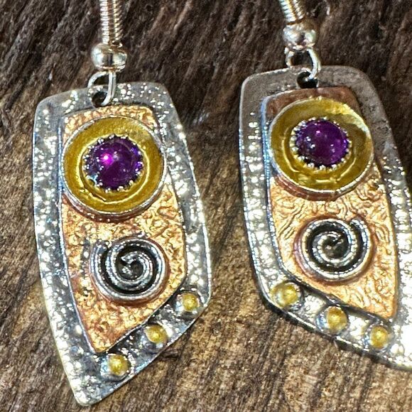 Handcrafted Bohemian Vintage Copper Dangle Earring, Retro Ethnic Style , Gift B - Picture 7 of 10